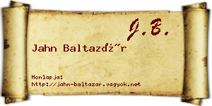 Jahn Baltazár névjegykártya